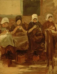 Nähende Mädchen in Huyzen