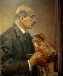 Selbstbildnis mit Palette an der Staffelei (Profil)