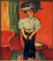 Junge Dame mit Federhut