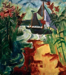 Segelboote am Schilfstrand