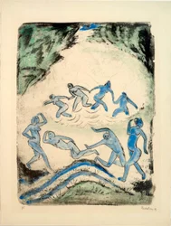 Der Tanz (Tänzer und Badende am Waldteich)
