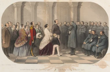 Königin Victoria und Prinz Albert treffen Krimkriegsveteranen, ca. 1855
