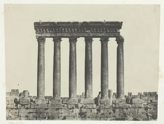 Baalbeck Héliopolis, Kolonnade des Sonnentempels, Syrien, 1849-51, gedruckt 1852