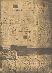 Basrelief von der Westmauer des großen Tempels der Isis, in Philae, April 1850