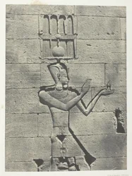 Kalabscheh, Skulpturen der hinteren Fassade des Tempels; Nubien, Tafel 91 aus dem Album "Egypte, Nubie, Palestine et Syrie" (1852)