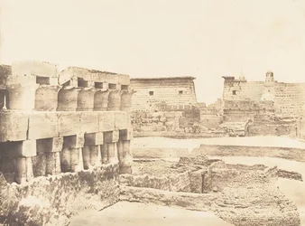Palast und Dorf von Luxor, von Süden gesehen, Theben, 1849-50