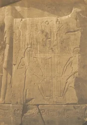 Belagerung des monolithischen Kolosses von Amenophis III in Theben, Details der Skulpturen, 1849-50