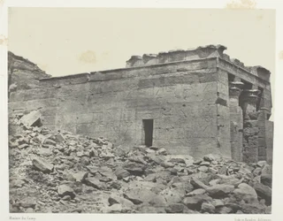 Tempel von Dandour (ehemals Tantour), gewidmet der Triade Osiris-Isis-Horus; Nubien, Platte 93 aus dem Album "Ägypten, Nubien, Palästina und Syrien" (1852)