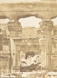 Tempel von Kalabcheh - Zwischen medialen Säulen des Pronaos, 8. April 1850