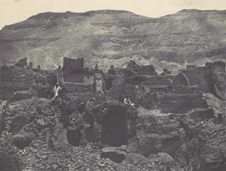 Theben. Médinet-Habou. Ruinen der Stadt Papa, 1850