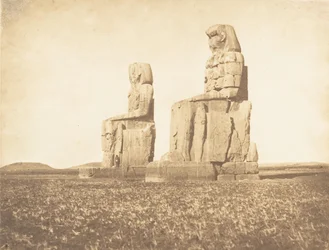 Ansicht der beiden Kolosse des Amenophiums in Theben, 1849-50