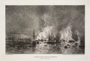 Brand im Hafen von Bordeaux, 1869