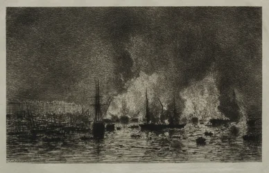Feuer im Hafen von Bordeaux