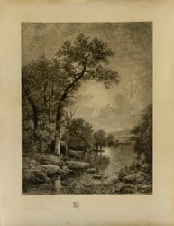 Landschaft mit Hirschen