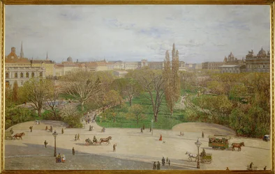 Rathauspark mit Blick auf den Neuen Kaiserpalast, Wien