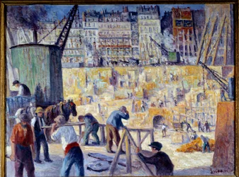 Eine Baustelle in Paris im Jahr 1912. Gemälde von Maximilien Luce