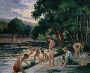 Badende am Ufer der Cure