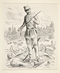 Neun unbetitelte Drucke zu politischen Themen