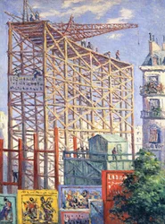 Gerüst und Plakate, ca. 1912
