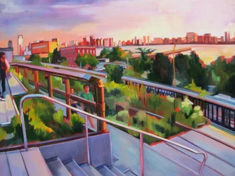 Stadtpark Sonnenuntergangsansicht