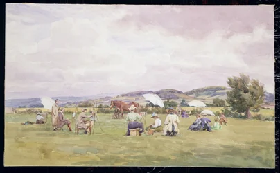 Eine Skizziergruppe in den Cotswolds, ca. 1910