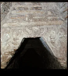 Schnitzerei aus dem Keller des Palastes, Spätklassische Maya (Foto)