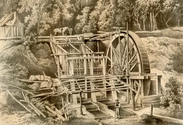 Quarzbrechmühle, Australien, 1879