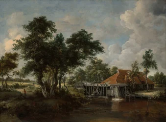 Die Wassermühle mit dem großen roten Dach