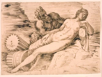 Ein Satyr, der die schlafende Antiope ausspioniert
