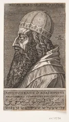 Aristoteles, Halbporträt, Profil nach links