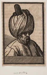 Büste eines bärtigen Mannes mit Turban, 3/4 Profil nach rechts