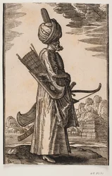 Stehender Bogenschütze, Profil nach rechts