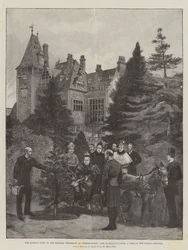 Der Besuch der Königin bei der Kaiserin Friedrich in Friedrichshof, Ihre Majestät pflanzt einen Baum im Schlossgarten