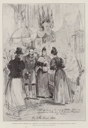 Der königliche Besuch in Trentham Hall, der Prinz und die Prinzessin von Wales eröffnen den viktorianischen Basar in Fenton