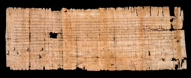 Merowingische Zeit: Rechtsdokument auf Papyrus, das das Privileg der Immunität bestätigt, das König Clovis II. der Abtei Saint Denis am 22.06.654 gewährt hat. Paris, Nationalarchive