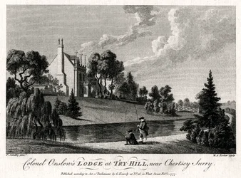 Colonel Onslows Lodge bei Try-Hill, in der Nähe von Chertsey, Surry, 1777