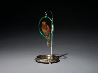 Papagei auf einer Stange (Papagei), Firma Peter Carl Fabergé (1846-1920)