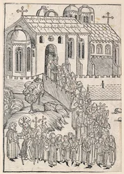 Christus begrüßt einen Pilger, ca. 1491
