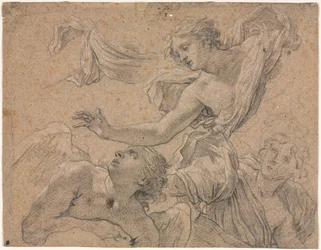 Studien von Engeln (recto), Panthea vor Cyrus (verso), 1655-1660