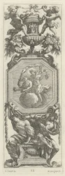Ornamentales Panel mit zwei Putti und einer Vase