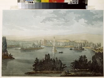 Ansicht von Zarskoje Selo. Die Chesme-Säule.