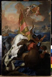 Die Bewohner von Aix retten Marseille gegen die Aragonier: Die Flotte von Alfonso V. von Aragon (1394-1458) setzt Marseille 1423 in Brand und plündert es. Gemälde von Michel Francois Dandré Bardon. 18. Jahrhundert. Musée Granet