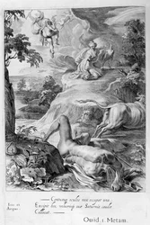 Io verwandelt sich in eine Kuh: Merkur schneidet Argus den Kopf ab