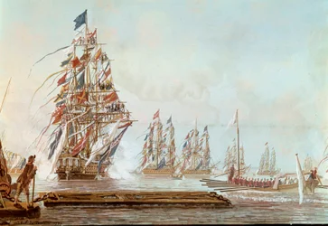 Das Bollwerkflügel, Fest in Toulon für den Comte de Provence im Juli 1777 im Hafen von Toulon