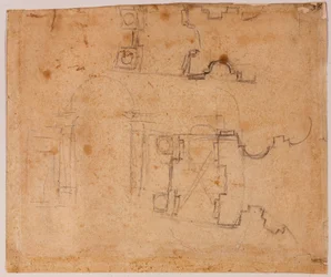 Architektonische Erhebung und Plandetails von San Giovanni dei Fiorentini