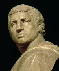 Brutus, Detail des Kopfes von der Büste von Michelangelo Buonarroti, 1475-1564, ca. 1539-40, Detail von 79848
