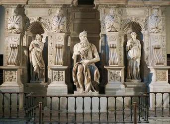 Italien, Rom, Basilika St. Peter, Rachel, Moses und Lea, Detail vom Grabmal Julius II., ca. 1515, von Michelangelo (1475-1564)