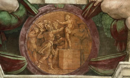 Medaille zeigt die Zerstörung der Statue des Gottes Baal..., 1508-1512