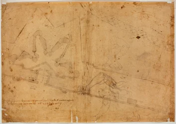 Studie einer Figur von anderer Hand und handschriftliche Inschrift
