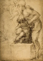 Das Opfer Isaaks; Zeichnung von Michelangelo. Casa Buonarroti, Florenz